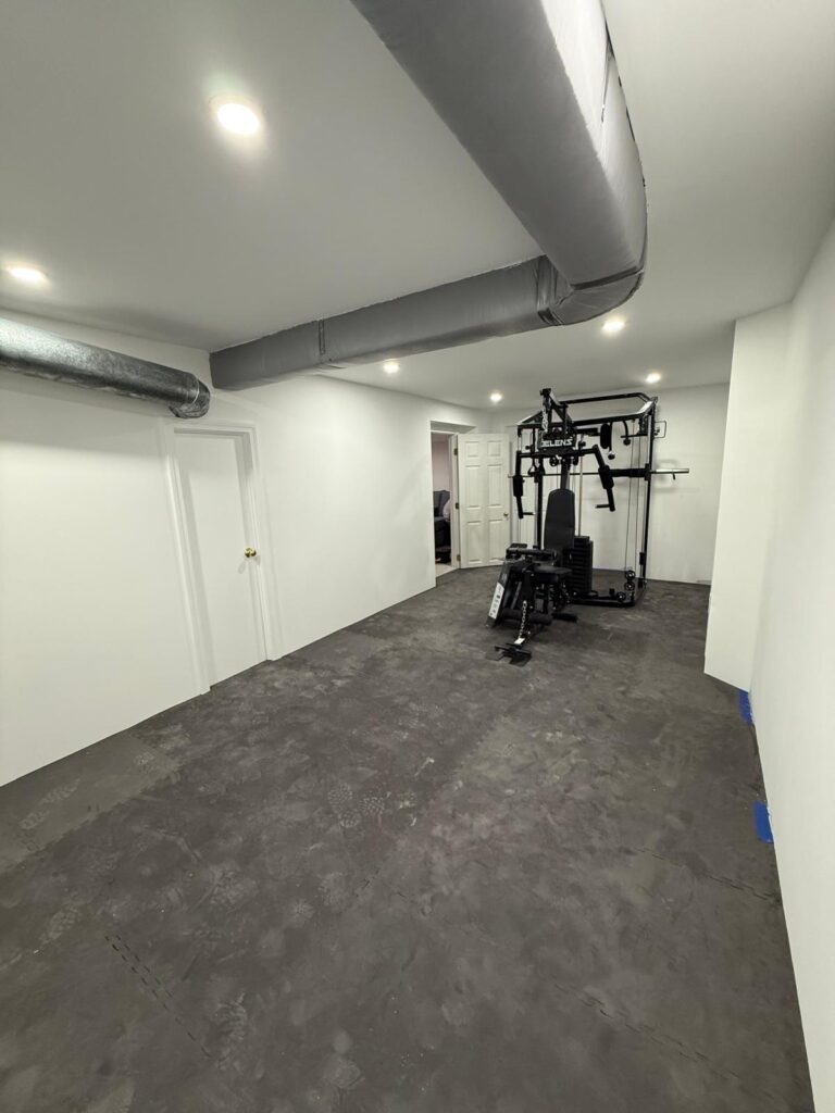 Interior Painting and Finished basement remodel with recessed lighting in Massachusetts